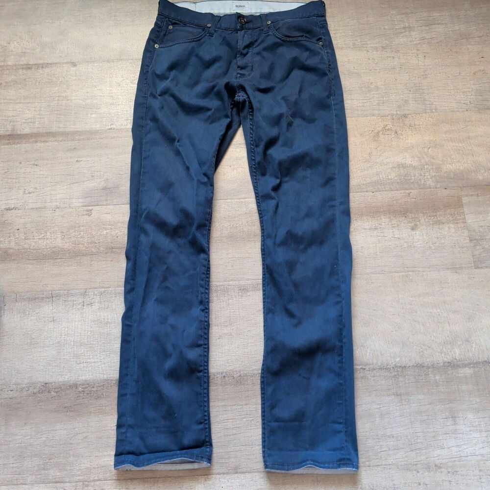 Hudson Jeans Mens 32 Navy Blue Trousers Slim Straight 5-Pocket Pants Luxury